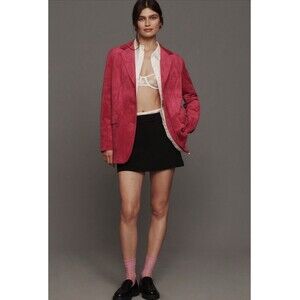 Anthropologie Dolan Boyfriend Blazer Pink Left Coast Faux Suede Retro Large NWT
